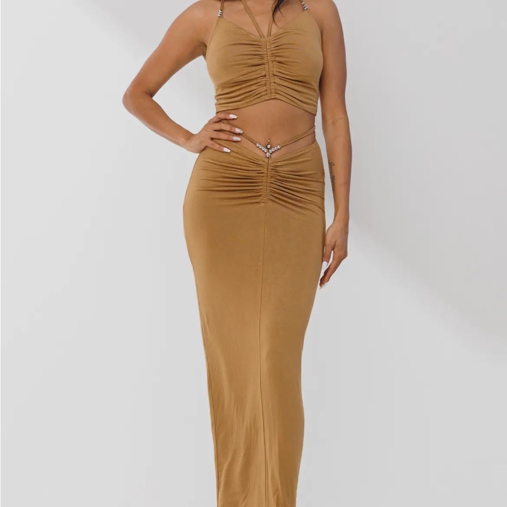 Take the Reigns Crop Top and Skirt Set